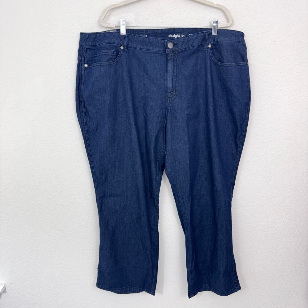 Avenue Womens Broadway Straight Leg Jeans Size 26P Cotton Classic Blue